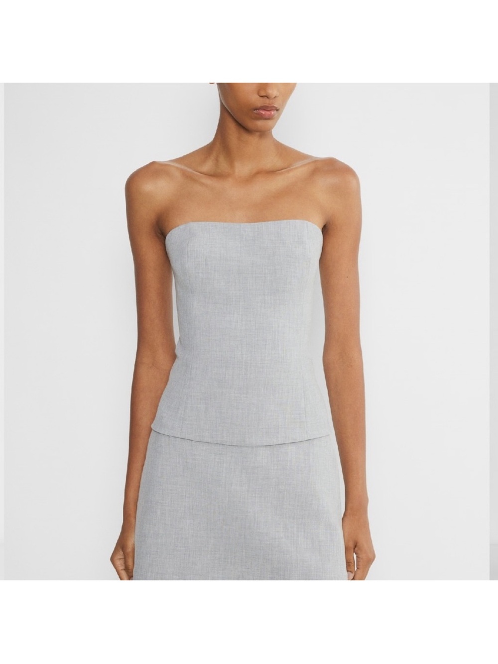Aritzia NWOT Babaton Headline Bustier light grey corset top - skirt set